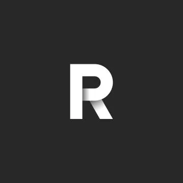 Initial letter R logo bold font, white gradient ribbon linear style material  Stock Illustration