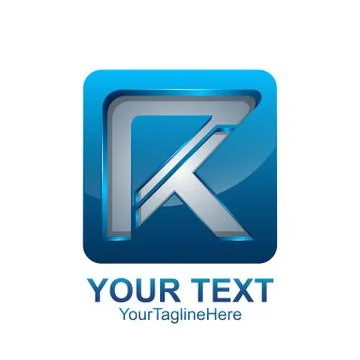 Initial letter R logo template colored blue silver square design for business Stock Illustration