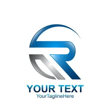 Initial letter R logo template colored grey blue swoosh design for business a Stock Illustration