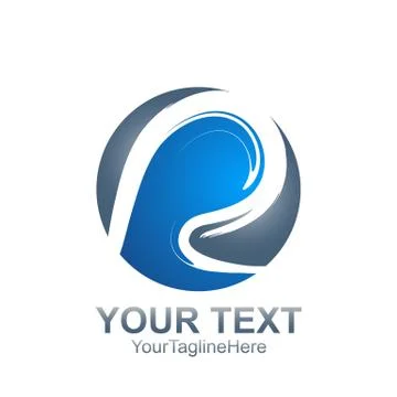 Initial letter R logo template colored blue circle swoosh design for business Stock Illustration