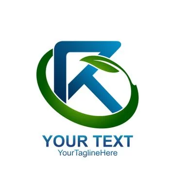 Initial letter R logo template colored blue leaf swoosh design for business a Stock Illustration