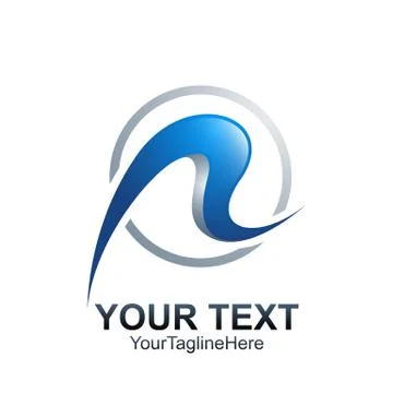 Initial letter R logo template colored blue circle swoosh design for business Stock Illustration