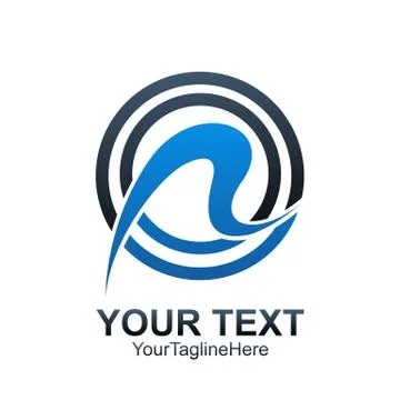 Initial letter R logo template colored blue circle swoosh design for business Stock Illustration