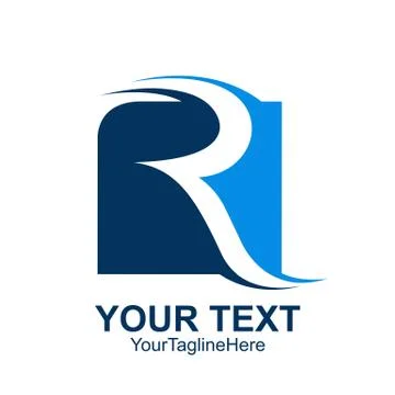 Initial letter R logo template colored blue square design for business and co Stock Illustration