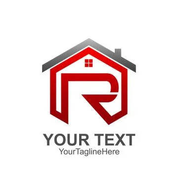 Initial letter R logo template colored red grey home design for business and  Stock Illustration