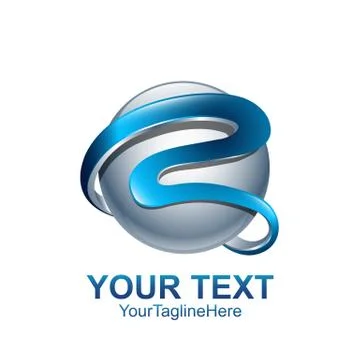 Initial letter R logo template colored blue circle sphere design for business Stock Illustration