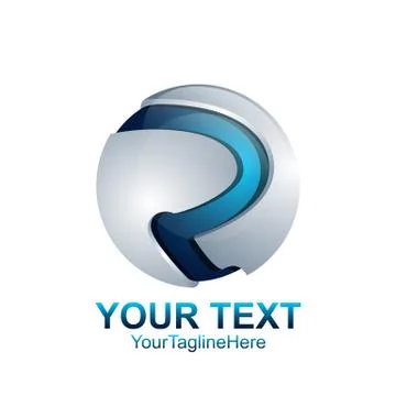 Initial letter R logo template colored blue circle sphere design for business Stock Illustration