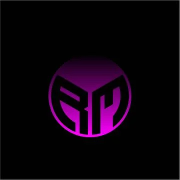 Initial letter R M Modern circle with elegant colored background frame 스톡 일러스트