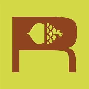 Initial Letter R Pine Cone Icon Vector Illustration Stock Illustration
