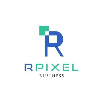 Initial Letter R Pixel Icon Logo Design Template Stock Illustration