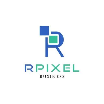 Initial Letter R Pixel Icon Logo Design Template Stock Illustration
