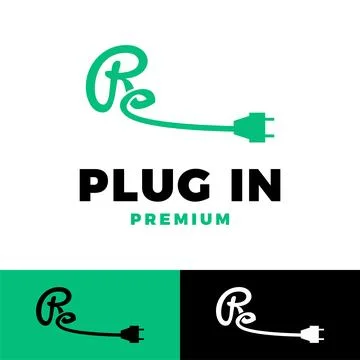 Initial letter r plug in icon vector logo template illustration design Ilustração Stock