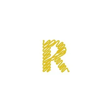 Initial letter R scribble gold logo Stock Illustration