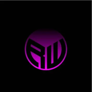 Initial letter R W Modern circle with elegant colored background frame Stockillustratie