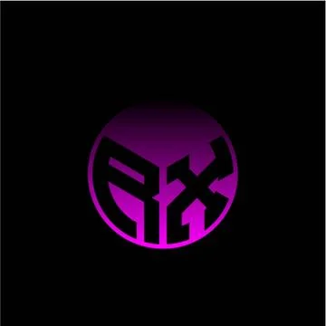 Initial letter R X Modern circle with elegant colored background frame 스톡 일러스트