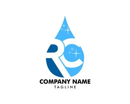 Initial Letter RC With Water Drop Logo Design Vector Template Stock Illustration