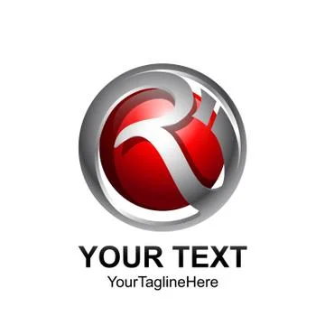 Initial letter RI logo template colored grey red circle sphere design for bus Illustrazione stock