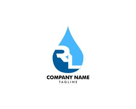 Initial Letter RL with Water Drop Logo Design Vector Template Stock Illustration
