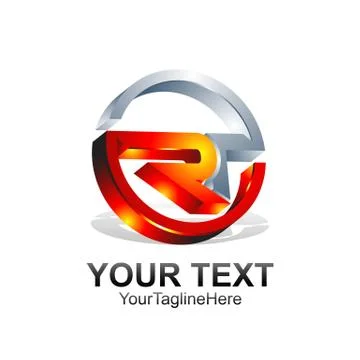 Initial letter Ror RT  logo template colored orange grey design for business  Stock Illustration