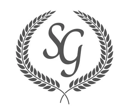Initial letter S and G, SG monogram logo design with laurel wreath. Luxury .. Stock Illustration