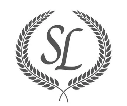 Initial letter S and L, SL monogram logo design with laurel wreath. Luxury .. Stock Illustration