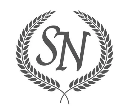 Initial letter S and N, SN monogram logo design with laurel wreath. Luxury .. Stock Illustration
