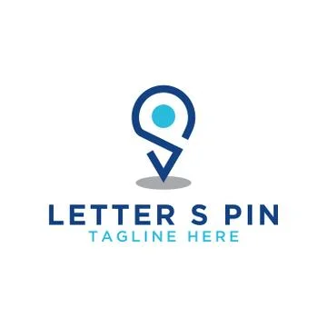 Initial letter s and pin map vector Stock Illustration