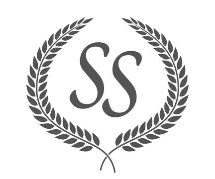 Initial letter S and S, SS monogram logo design with laurel wreath. Luxury .. Illustrazione stock