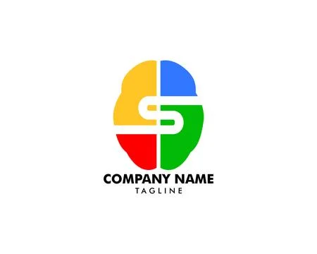 Initial letter s brain logo icon vector illustration design template Stock Illustration