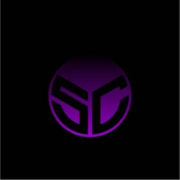 Initial letter S C Modern circle with elegant colored background frame Stock Illustration