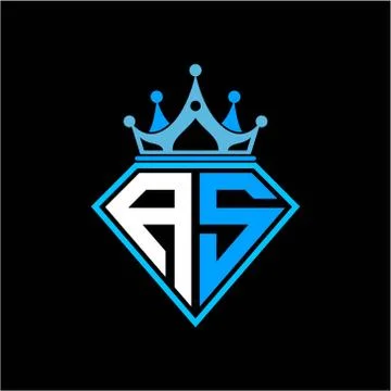 Initial letter A S diamond shape with crown decoration Stock Illustration