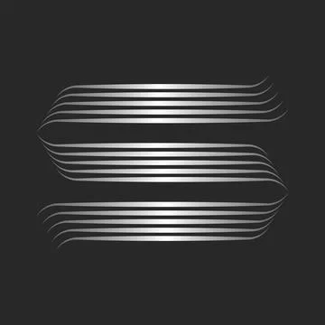 Initial letter S monogram logo silver line art style with curls, many metal.. Illustrazione stock