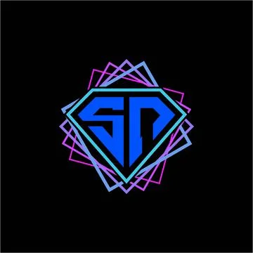 Initial letter S N with diamond design and square ornament as decoration Stock Illustration