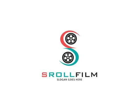 Initial Letter S Roll Films Logo Design Vector Stock Illustration