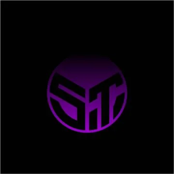 Initial letter S T Modern circle with elegant colored background frame Stock Illustration