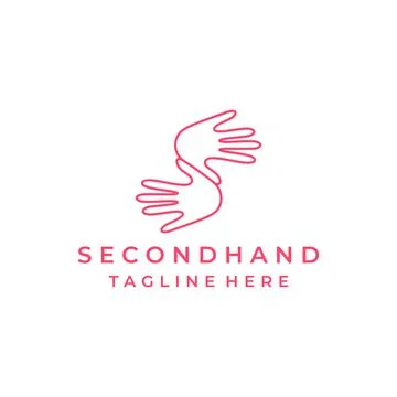 Initial letter S with two hand logo design with line art style Stock Illustration