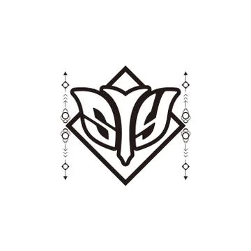 Initial letter S Y bow and arrow, white and black, with square decoration. Stock Illustration