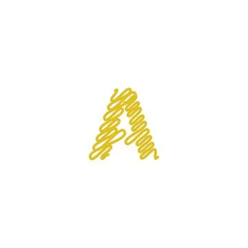Initial letter A scribble gold logo Stock Illustration