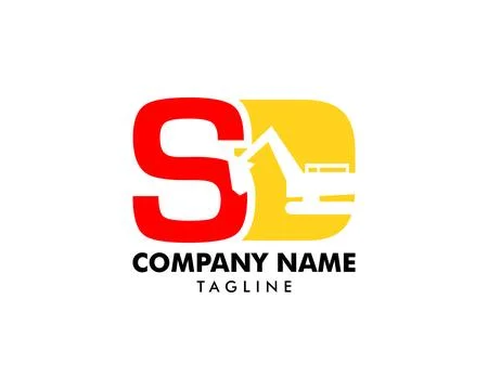 Initial Letter SD Excavator Logo Concept Vector Stock Illustration