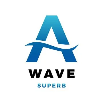 Initial letter A Sea Wave Icon Logo Design Template Illustrazione stock