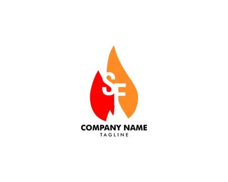 Initial Letter SF Fire Logo Design Stock Illustration