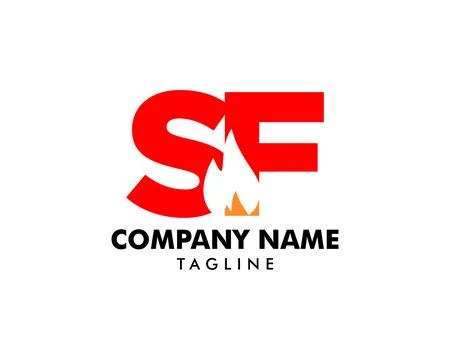 Initial Letter SF Fire Logo Design Stock Illustration