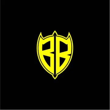 The initial letter of the shield logo B B is yellow. Stock-Illustration