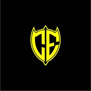 The initial letter of the shield logo C E is yellow. 스톡 일러스트