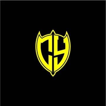 The initial letter of the shield logo C Y is yellow. Stock Illustration