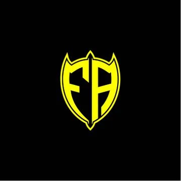 The initial letter of the shield logo F A is yellow. Stock Illustration
