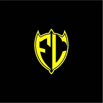 The initial letter of the shield logo F L is yellow. Stock Illustration