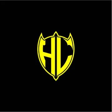 The initial letter of the shield logo H L is yellow. Stock Illustration