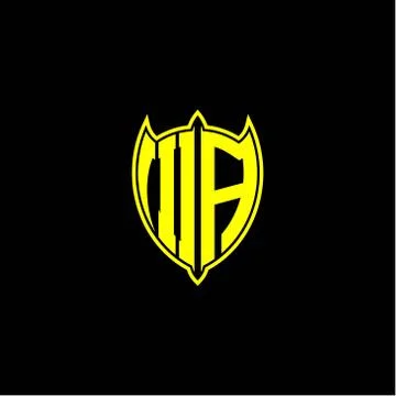 The initial letter of the shield logo I A is yellow. Stock Illustration