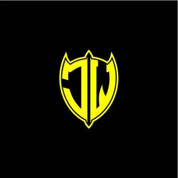 The initial letter of the shield logo J W is yellow. Stock Illustration